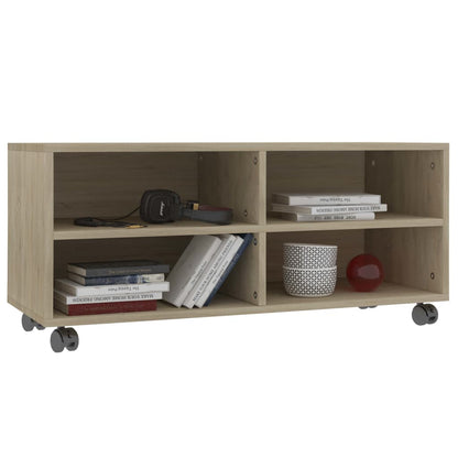 Tv-Meubel Met Wieltjes 90X35X35 Cm Spaanplaat Kleur Sonoma eiken
