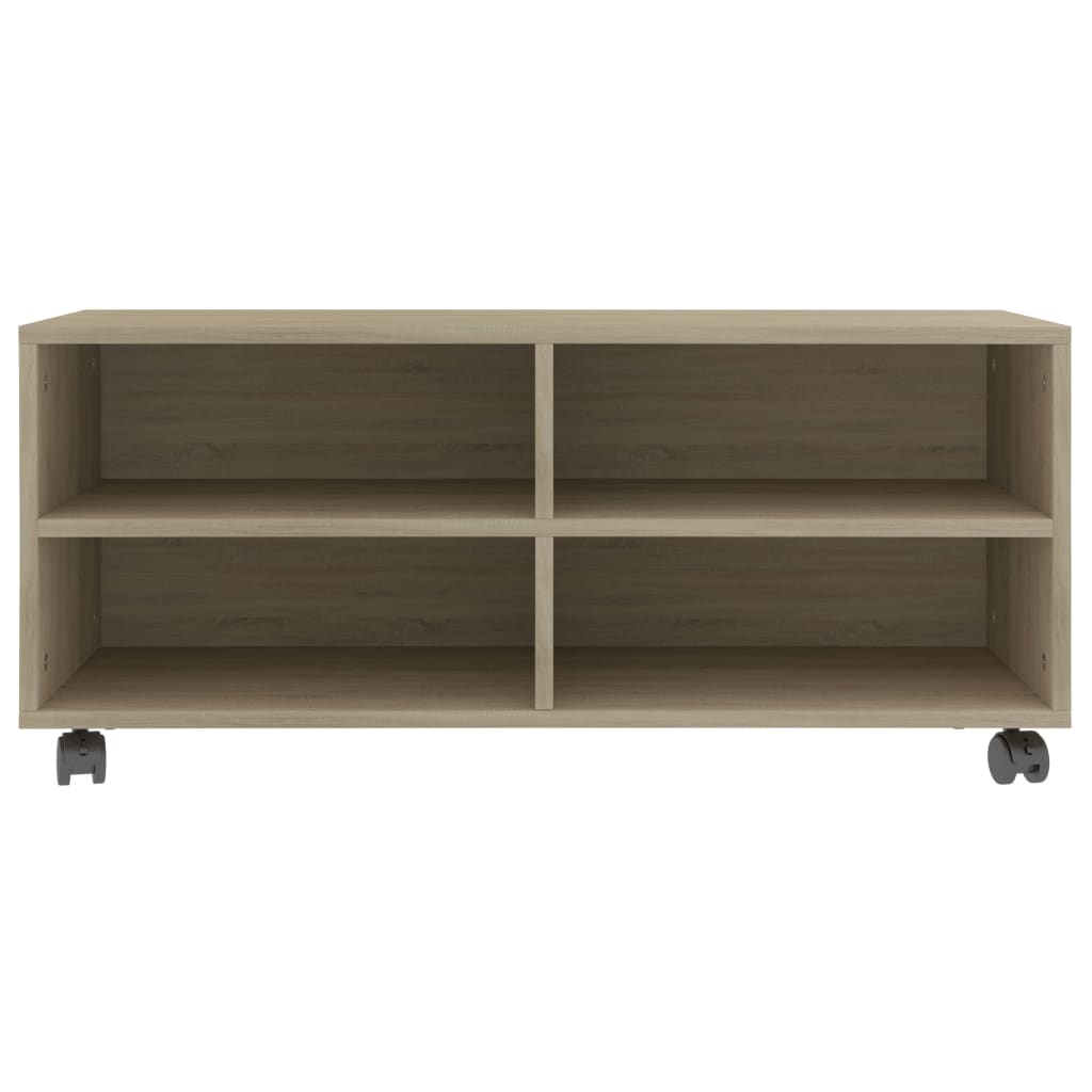 Tv-Meubel Met Wieltjes 90X35X35 Cm Spaanplaat Kleur Sonoma eiken
