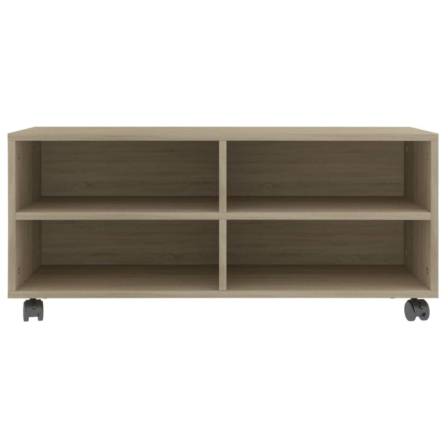 Tv-Meubel Met Wieltjes 90X35X35 Cm Spaanplaat Kleur Sonoma eiken
