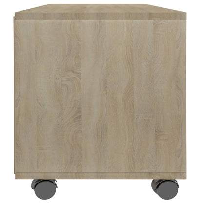 Tv-Meubel Met Wieltjes 90X35X35 Cm Spaanplaat Kleur Sonoma eiken