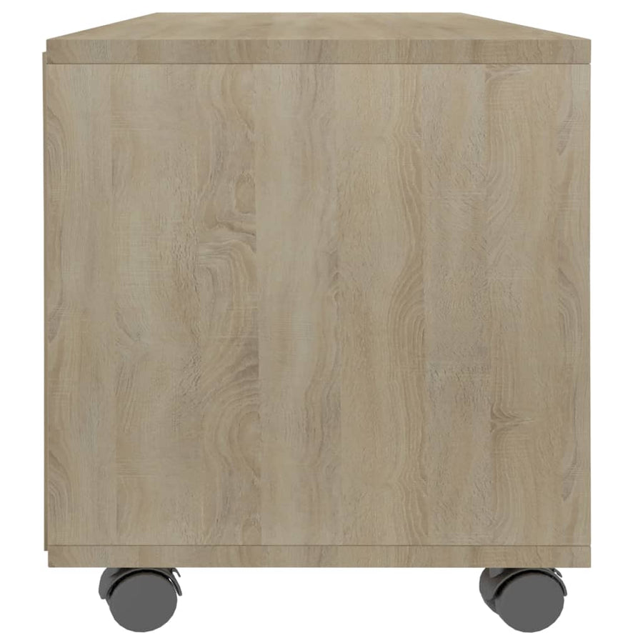 Tv-Meubel Met Wieltjes 90X35X35 Cm Spaanplaat Kleur Sonoma eiken