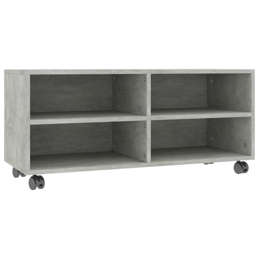 Tv-Meubel Met Wieltjes 90X35X35 Cm Bewerkt Hout Betongrijs