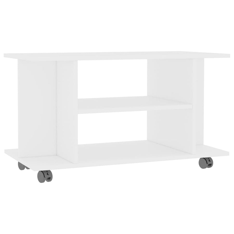 Tv-Meubel Met Wieltjes 80X40X45 Cm Bewerkt Hout Wit
