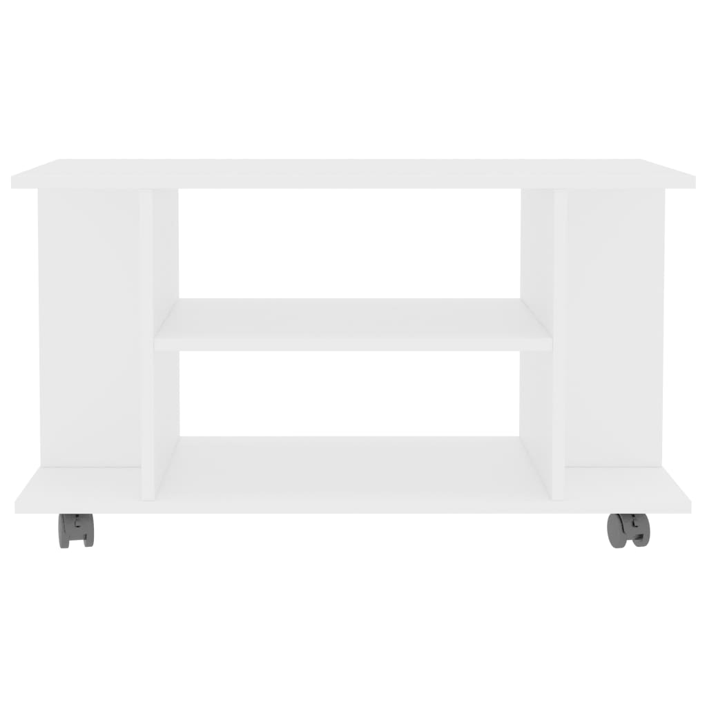 Tv-Meubel Met Wieltjes 80X40X45 Cm Bewerkt Hout Wit
