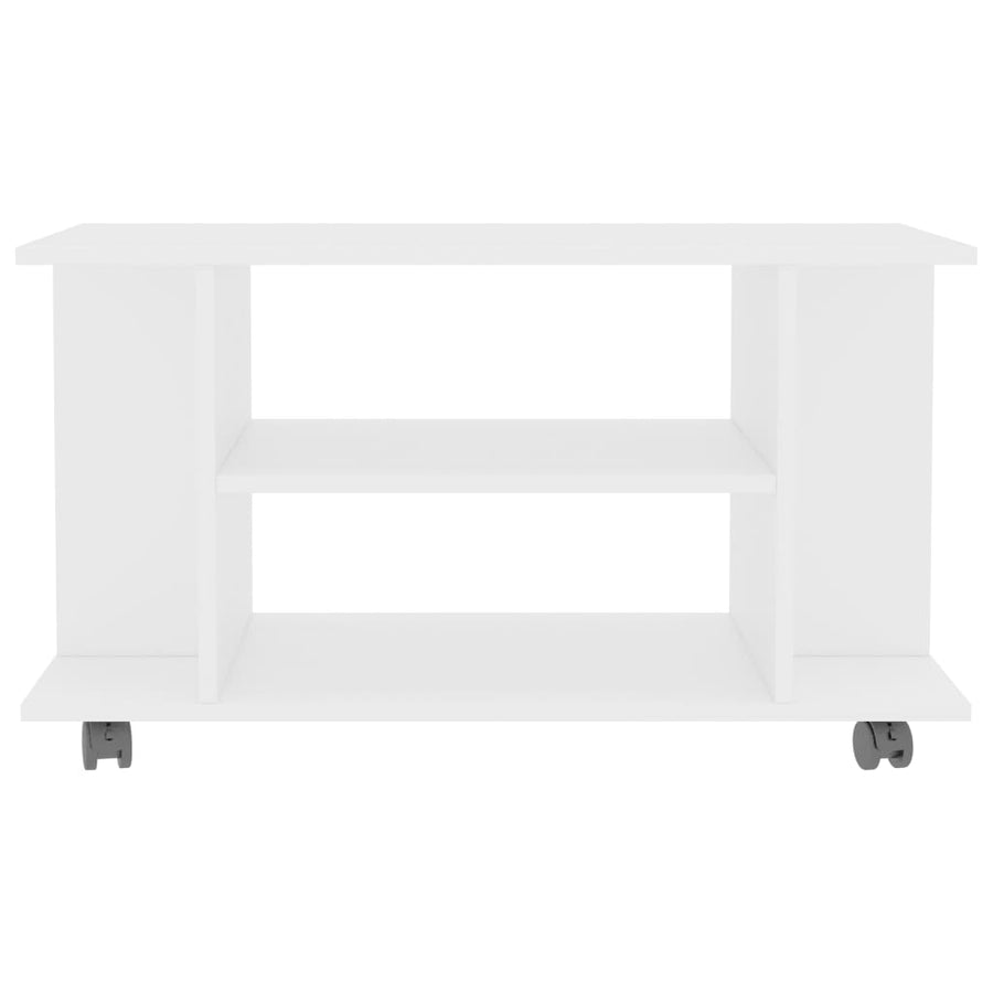 Tv-Meubel Met Wieltjes 80X40X45 Cm Bewerkt Hout Wit