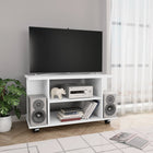 TV stand with wheels 80x40x45 cm engineered wood white