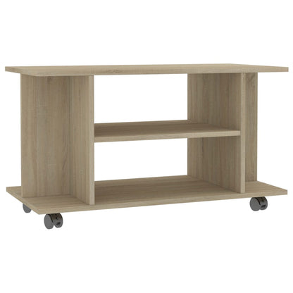 Tv-meubel met wieltjes 80x40x45 cm bewerkt hout sonoma eiken Sonoma eiken