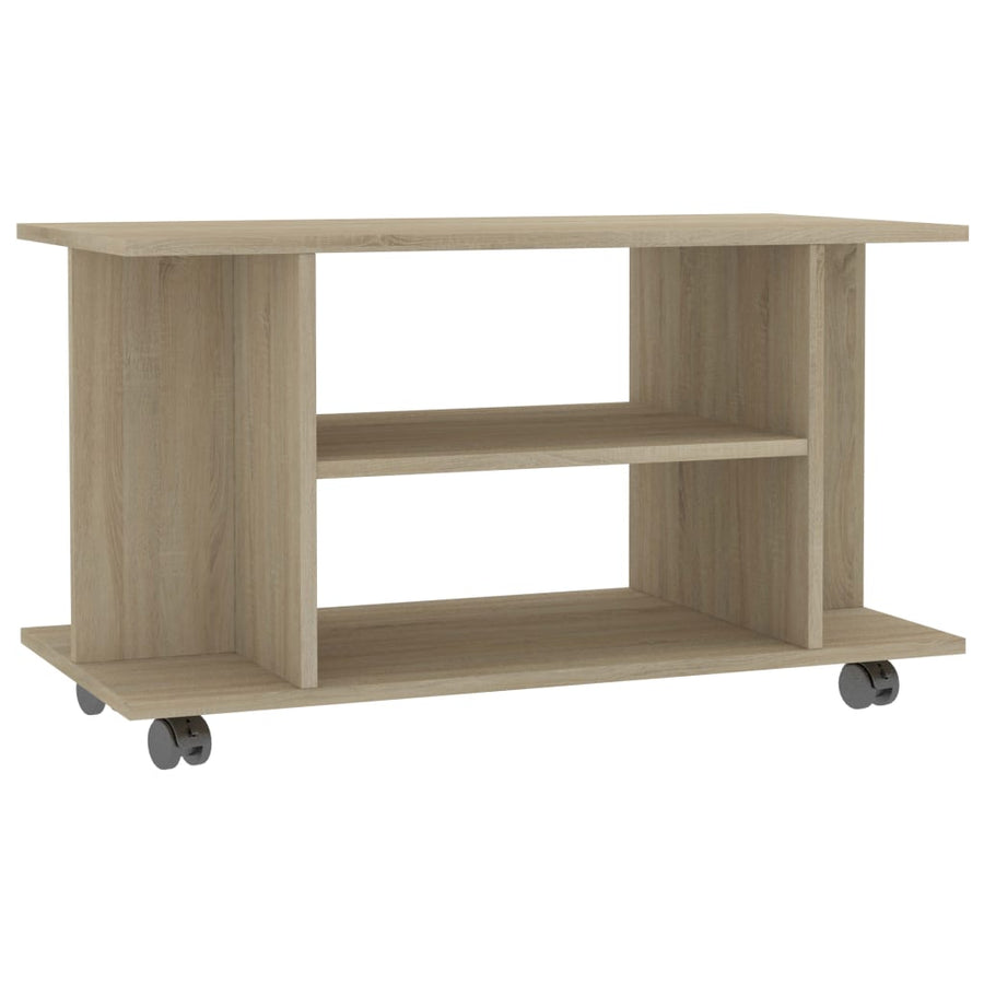 Tv-meubel met wieltjes 80x40x45 cm bewerkt hout sonoma eiken Sonoma eiken