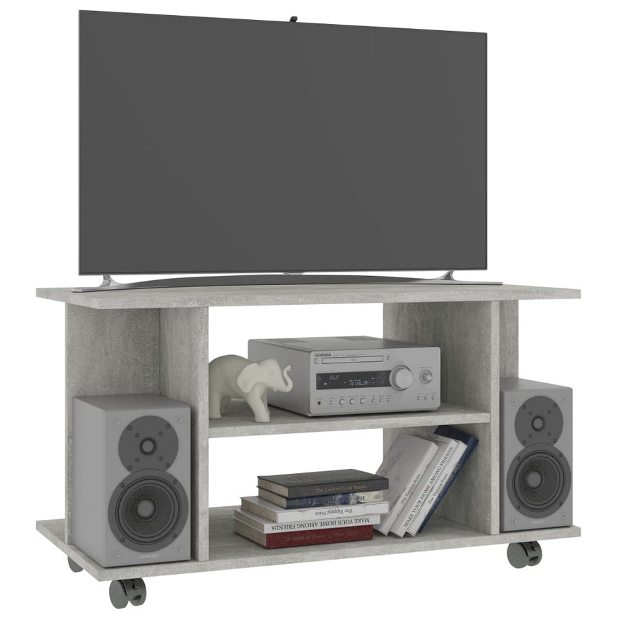 Tv-Meubel Met Wieltjes 80X40X40 Cm Spaanplaat Betongrijs