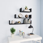 Wall shelves 3 pcs treated wood black