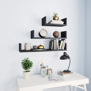 Wandschappen 3 st bewerkt hout zwart 60x15x10 cm