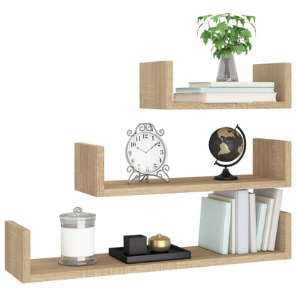 Wandschappen 3 st bewerkt hout sonoma eikenkleurig Sonoma eiken
