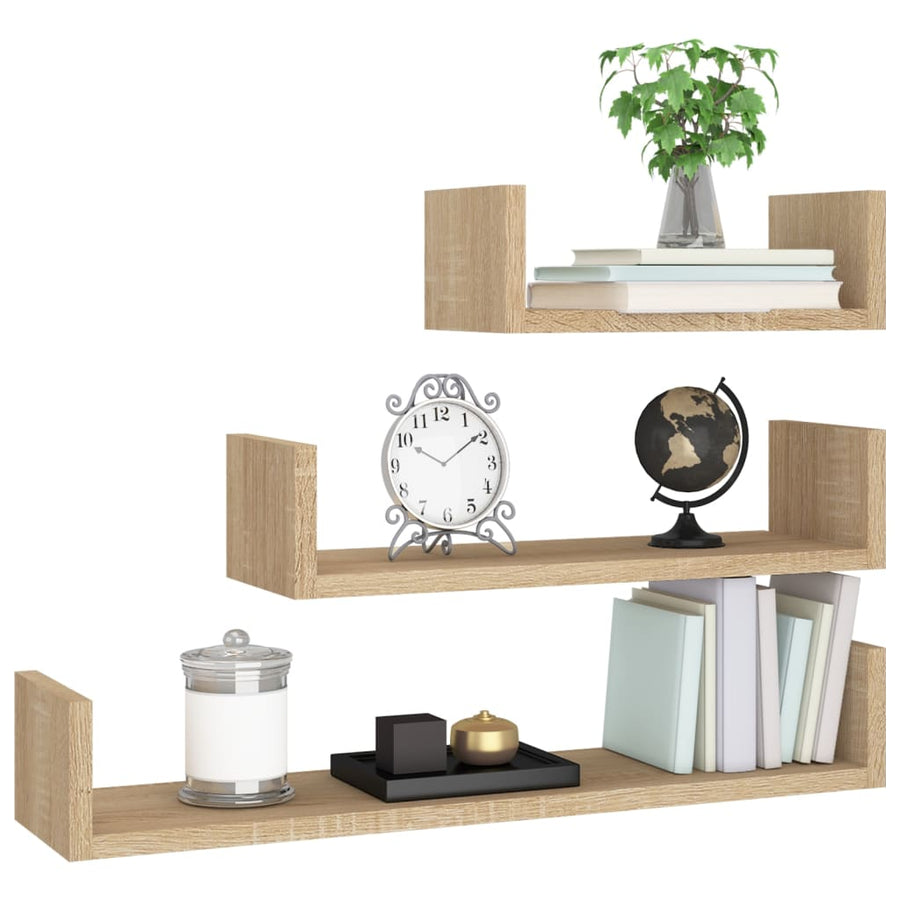 Wandschappen 3 st bewerkt hout sonoma eikenkleurig Sonoma eiken