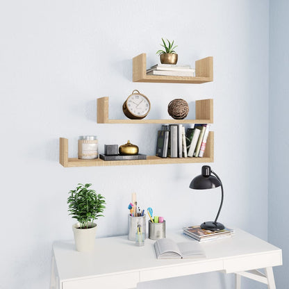 Wandschappen 3 st bewerkt hout sonoma eikenkleurig Sonoma eiken