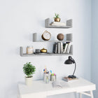 Wall shelves 3 pcs treated wood concrete gray