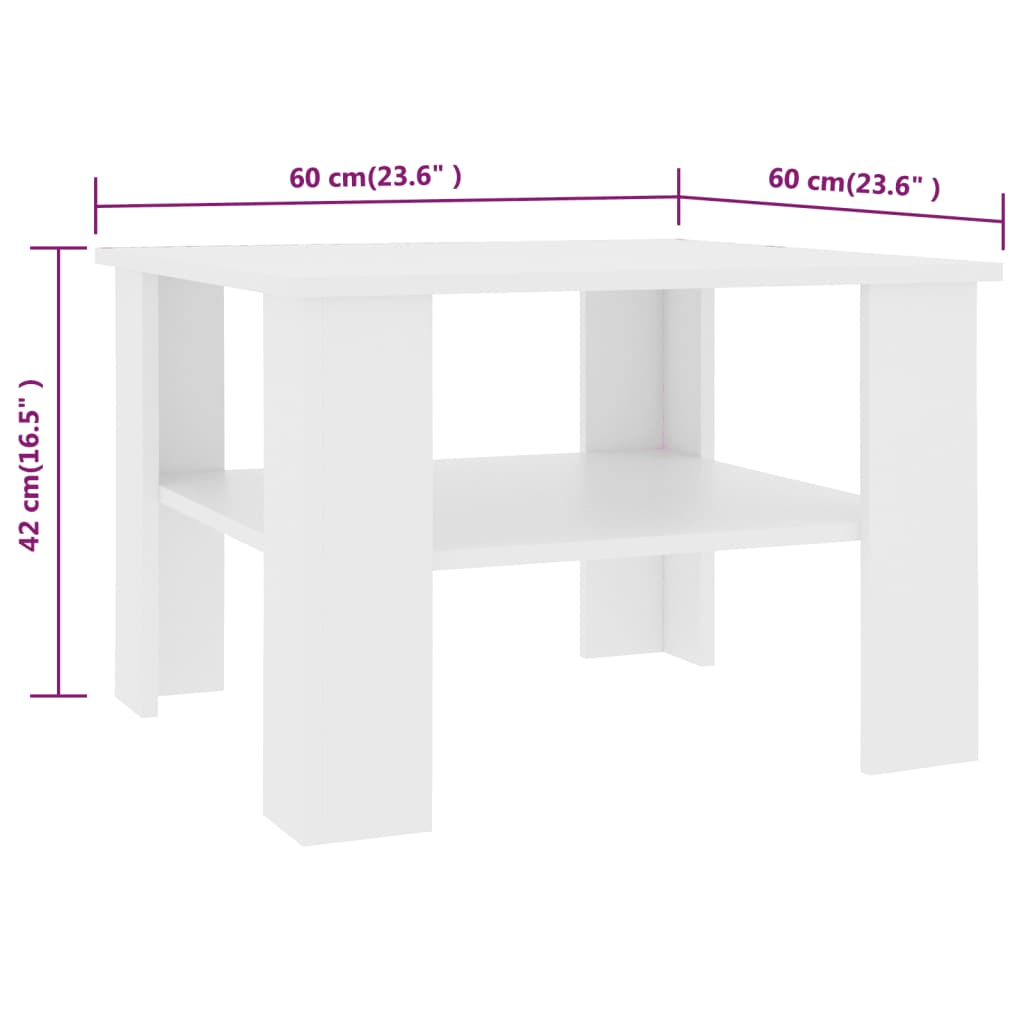 Salontafel 60X60X42 Cm Bewerkt Hout Wit