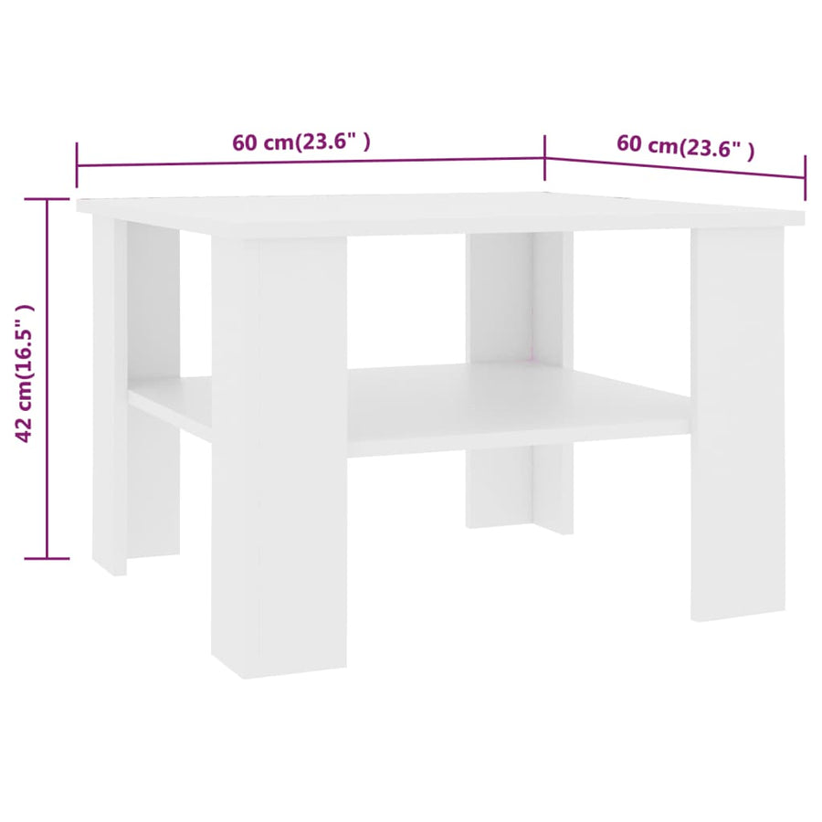 Salontafel 60X60X42 Cm Bewerkt Hout Wit