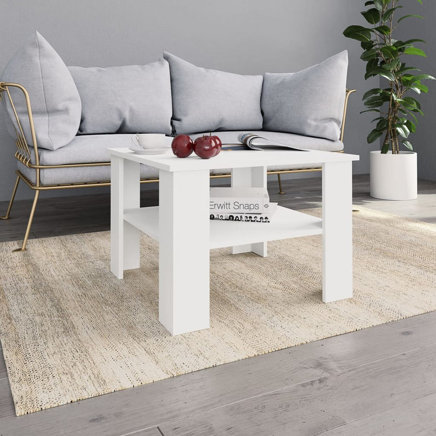 Salontafel 60X60X42 Cm Bewerkt Hout Wit