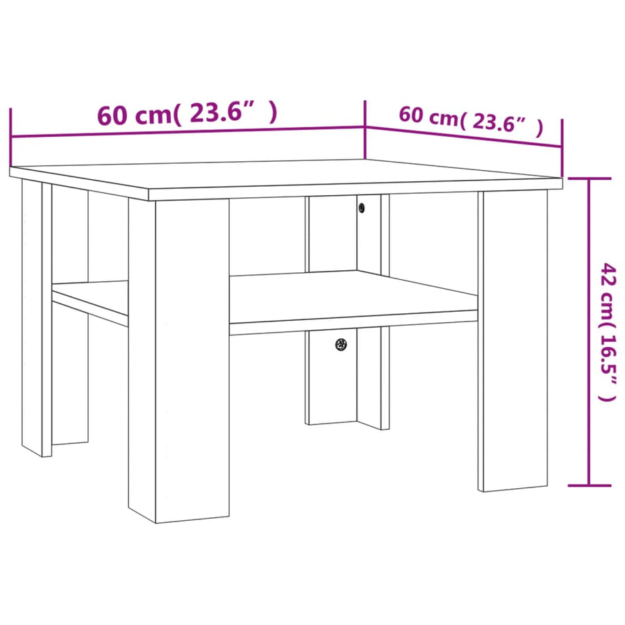 Salontafel 60x60x42 cm bewerkt hout sonoma eikenkleurig Eiken