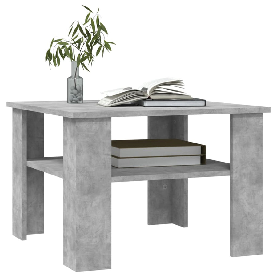 Salontafel 60x60x42 cm bewerkt hout betongrijs Betongrijs