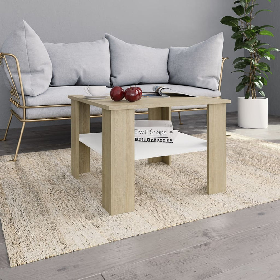 Salontafel 60X60X42 Cm Bewerkt Hout Wit