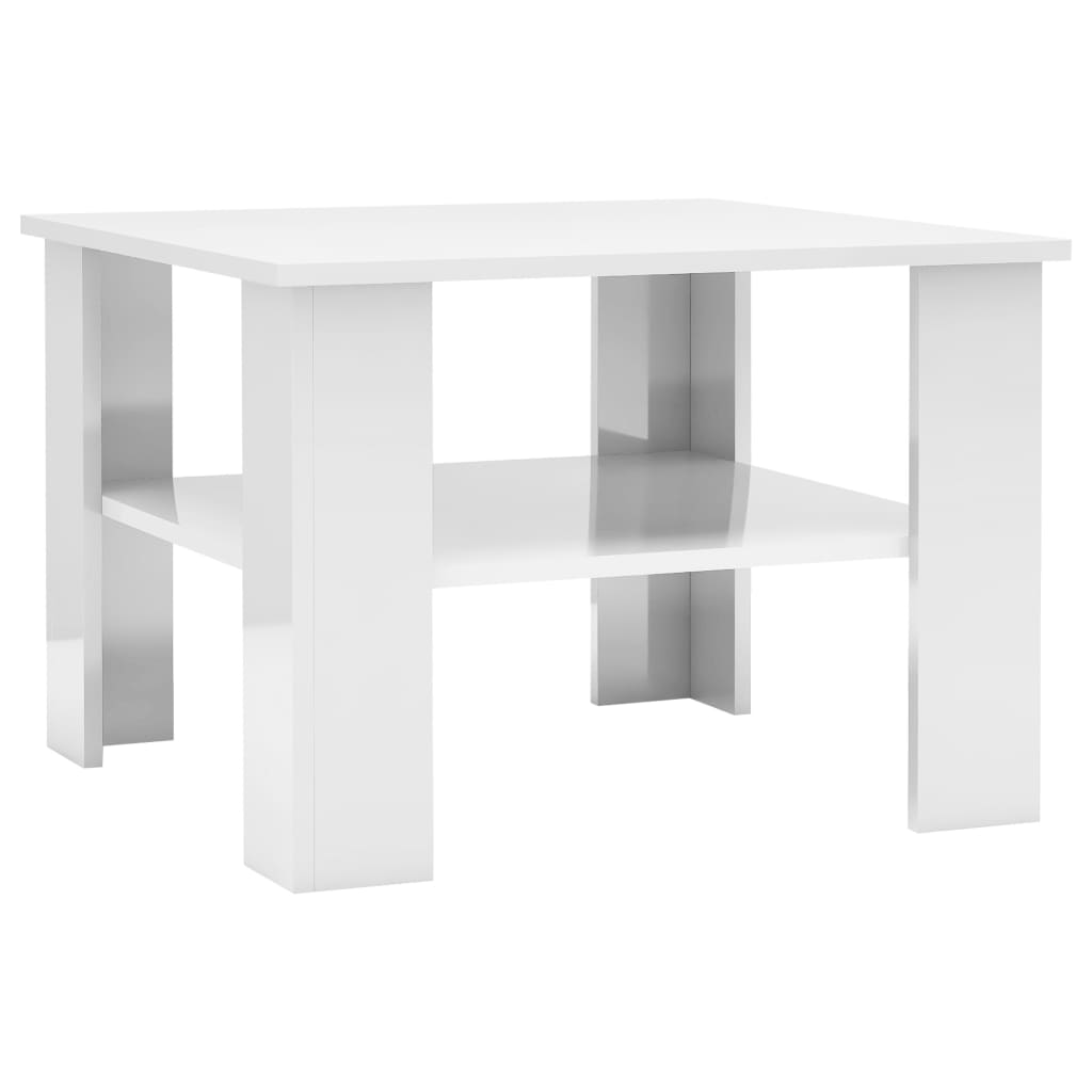 Salontafel 60x60x42 cm bewerkt hout hoogglans wit