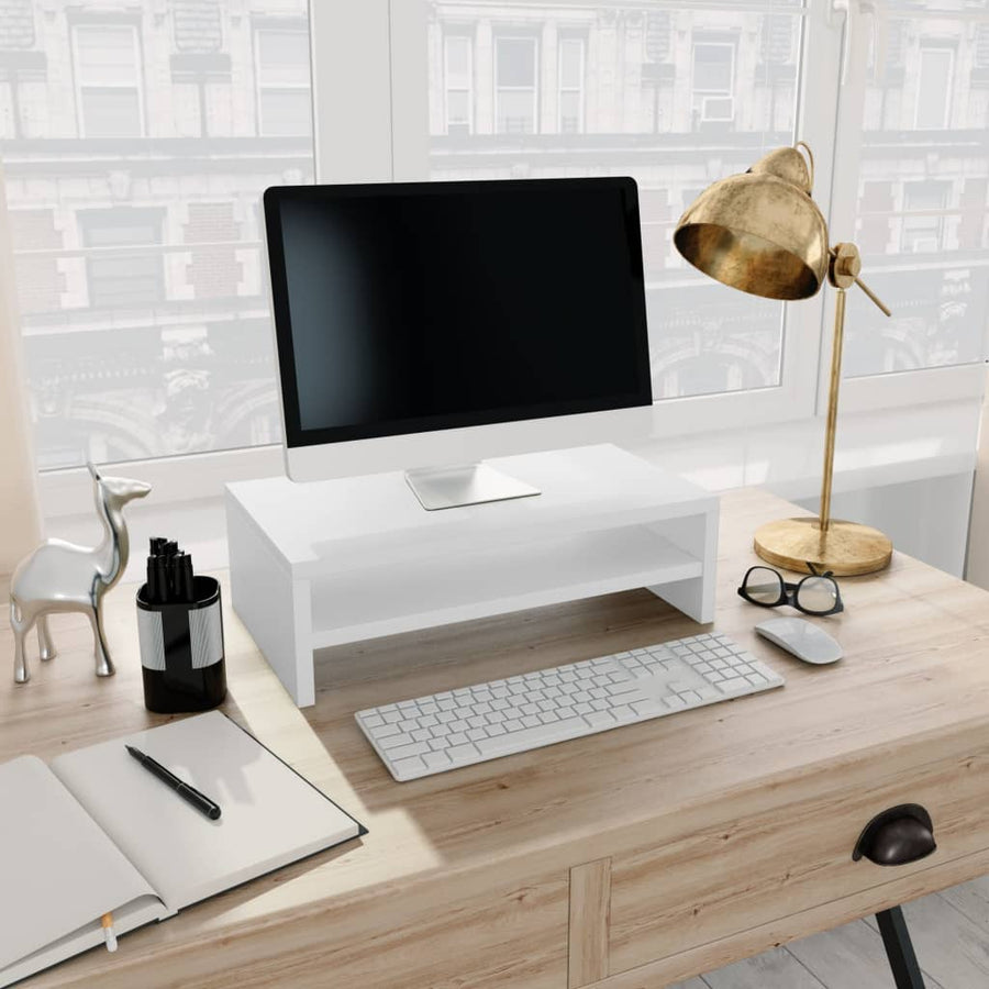 Monitorstandaard 42X24X3 Cm Bewerkt Hout Wit