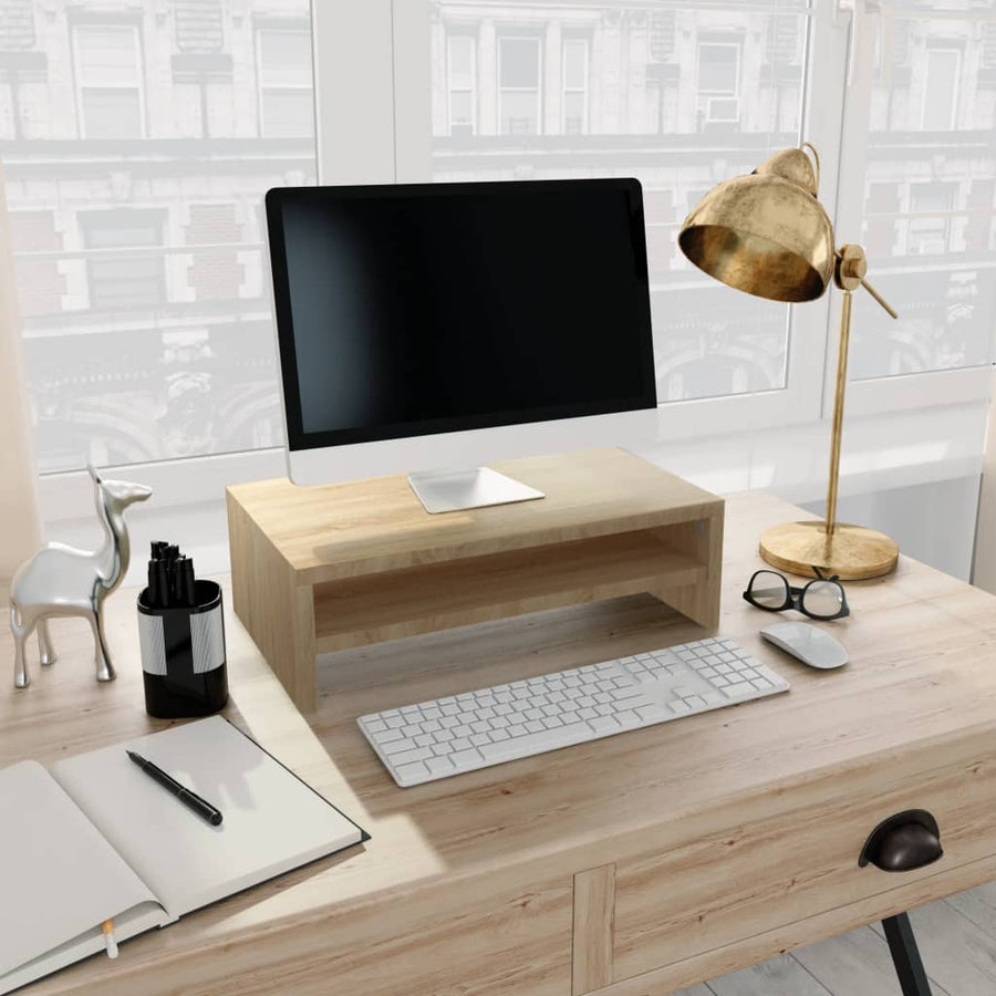 Monitorstandaard 42x24x13 cm bewerkt hout sonoma eikenkleurig Sonoma eiken