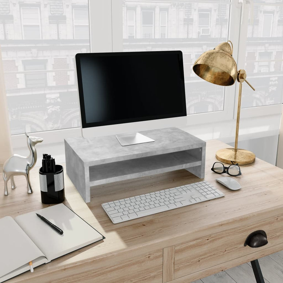 Monitorstandaard 42x24x13 cm spaanplaat betongrijs Betongrijs