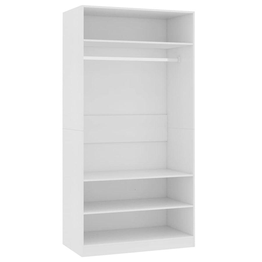 Kledingkast 100x50x200 cm bewerkt hout wit 3 schappen 100 x 50 x 200 cm