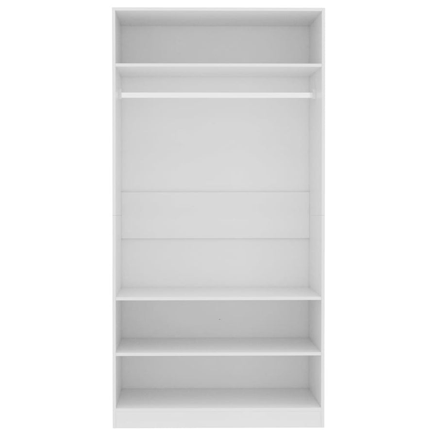 Kledingkast 100x50x200 cm bewerkt hout wit 3 schappen 100 x 50 x 200 cm
