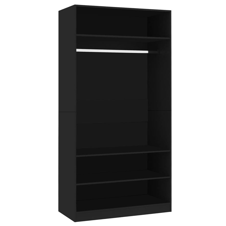Kledingkast Bewerkt Hout Zwart 3 schappen 100 x 50 x 200 cm