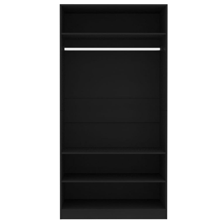 Kledingkast Bewerkt Hout Zwart 3 schappen 100 x 50 x 200 cm