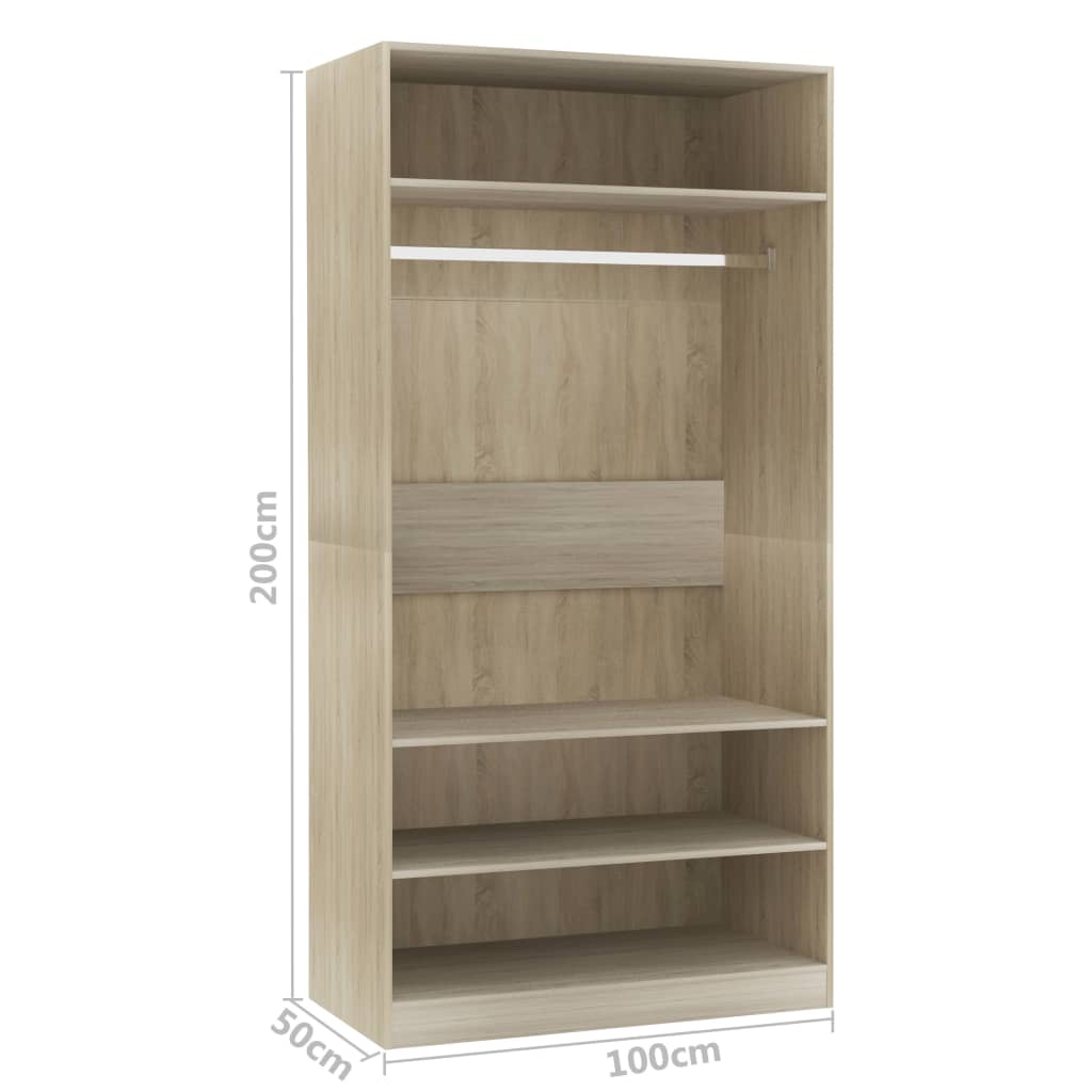 Kledingkast Bewerkt Hout Kleurig Sonoma Eiken 3 schappen 100 x 50 x 200 cm