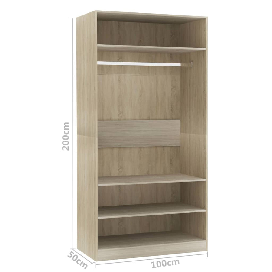 Kledingkast Bewerkt Hout Kleurig Sonoma Eiken 3 schappen 100 x 50 x 200 cm