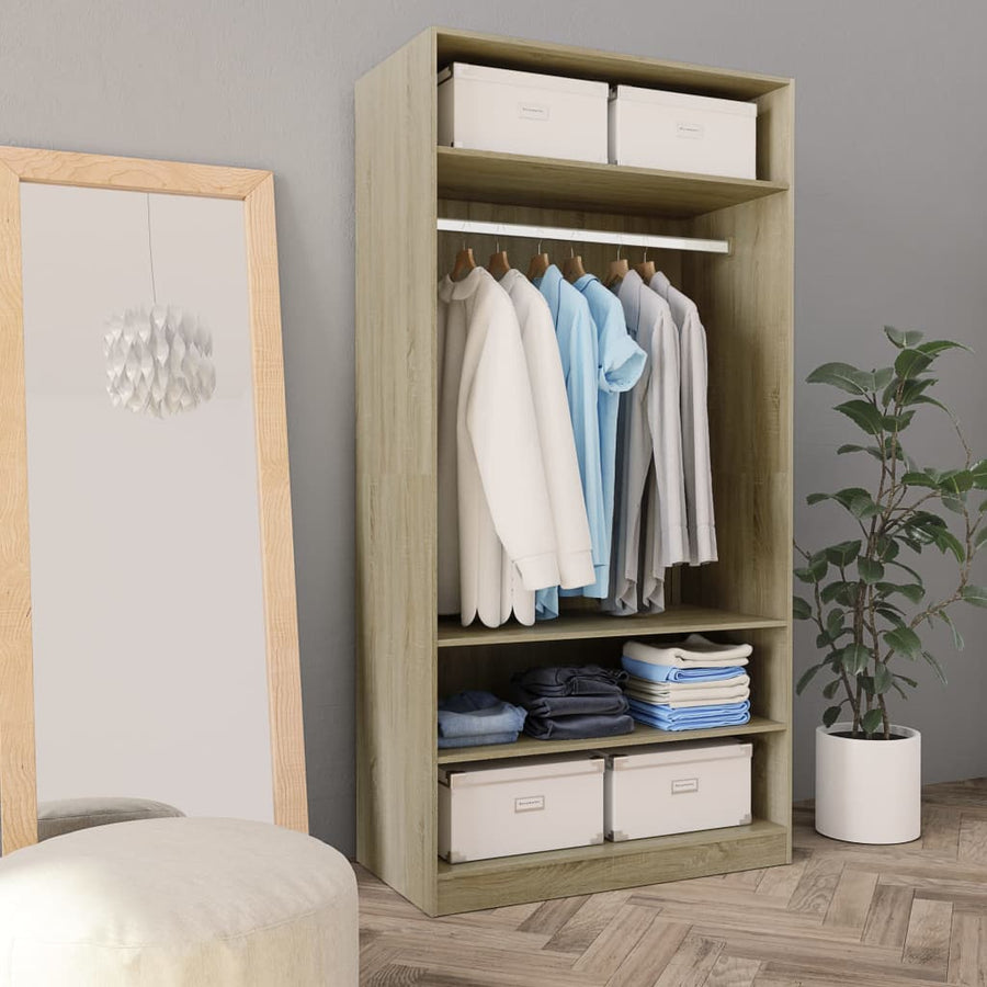 Kledingkast Bewerkt Hout Kleurig Sonoma Eiken 3 schappen 100 x 50 x 200 cm