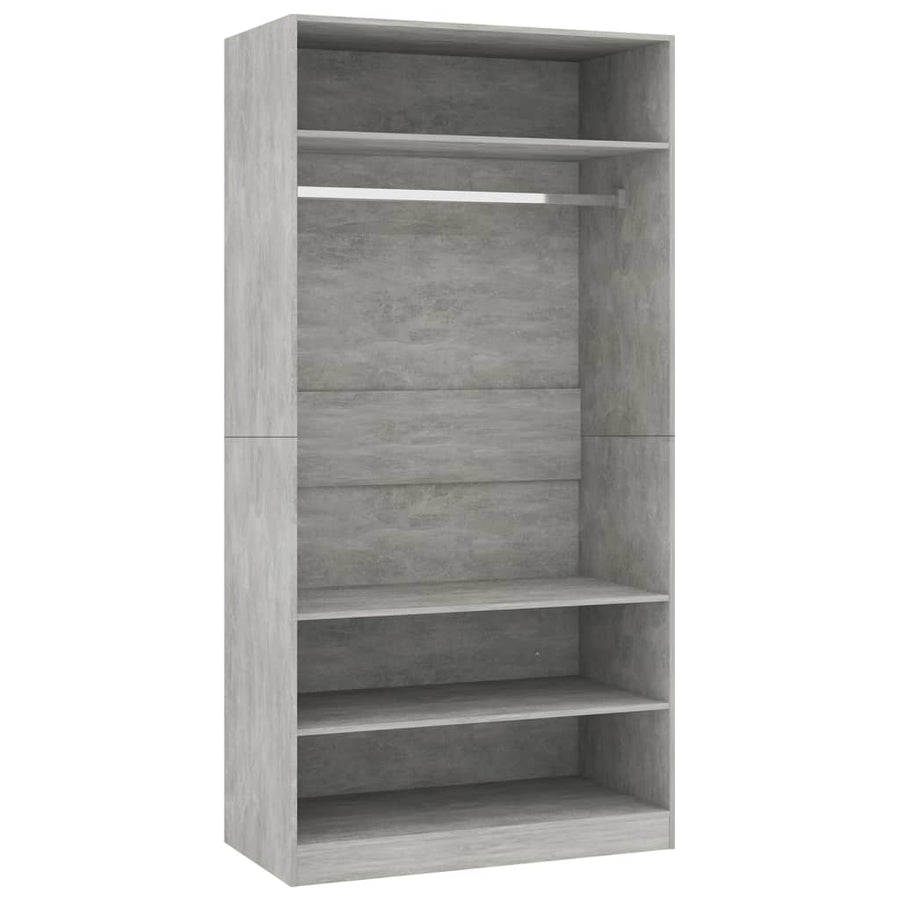 Kledingkast Bewerkt Hout Betongrijs 3 schappen 100 x 50 x 200 cm