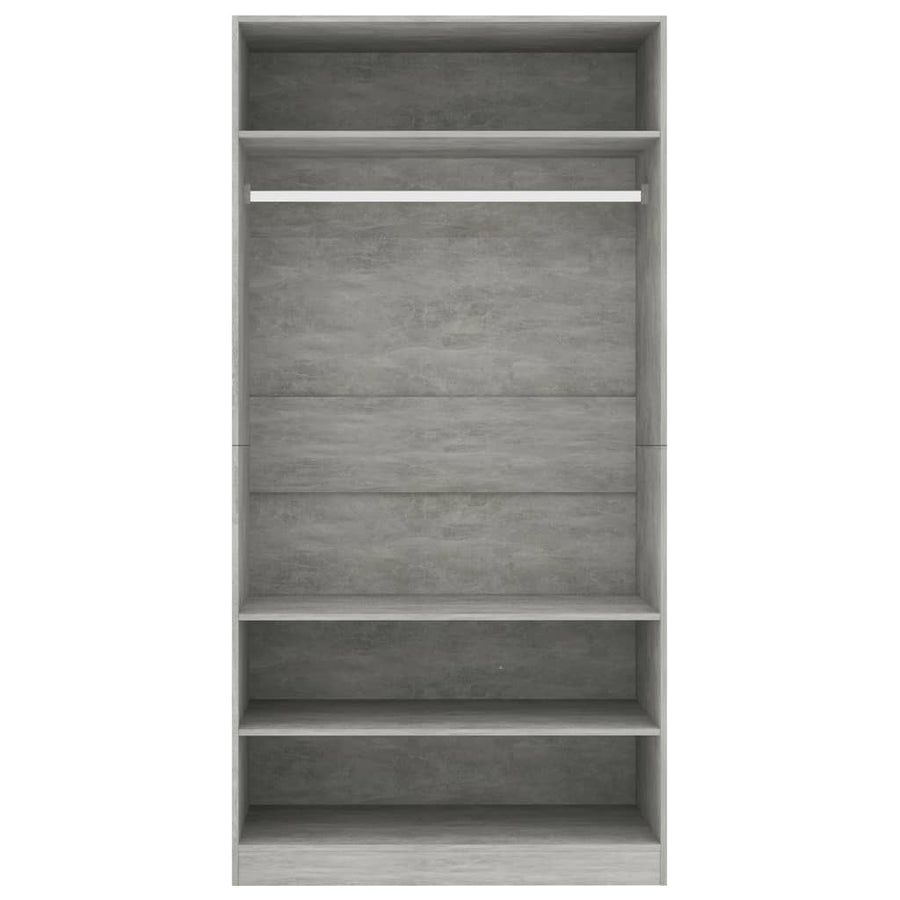 Kledingkast Bewerkt Hout Betongrijs 3 schappen 100 x 50 x 200 cm