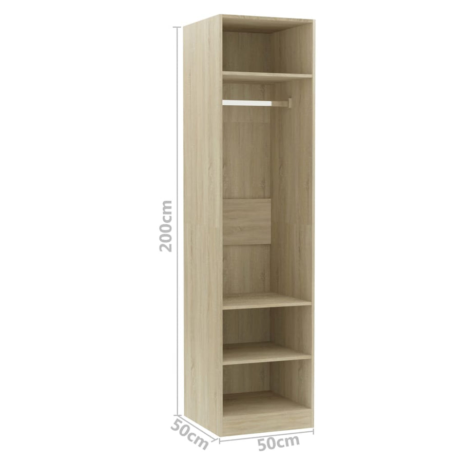 Kledingkast Bewerkt Hout Kleurig Sonoma Eiken 3 schappen 50 x 50 x 200 cm