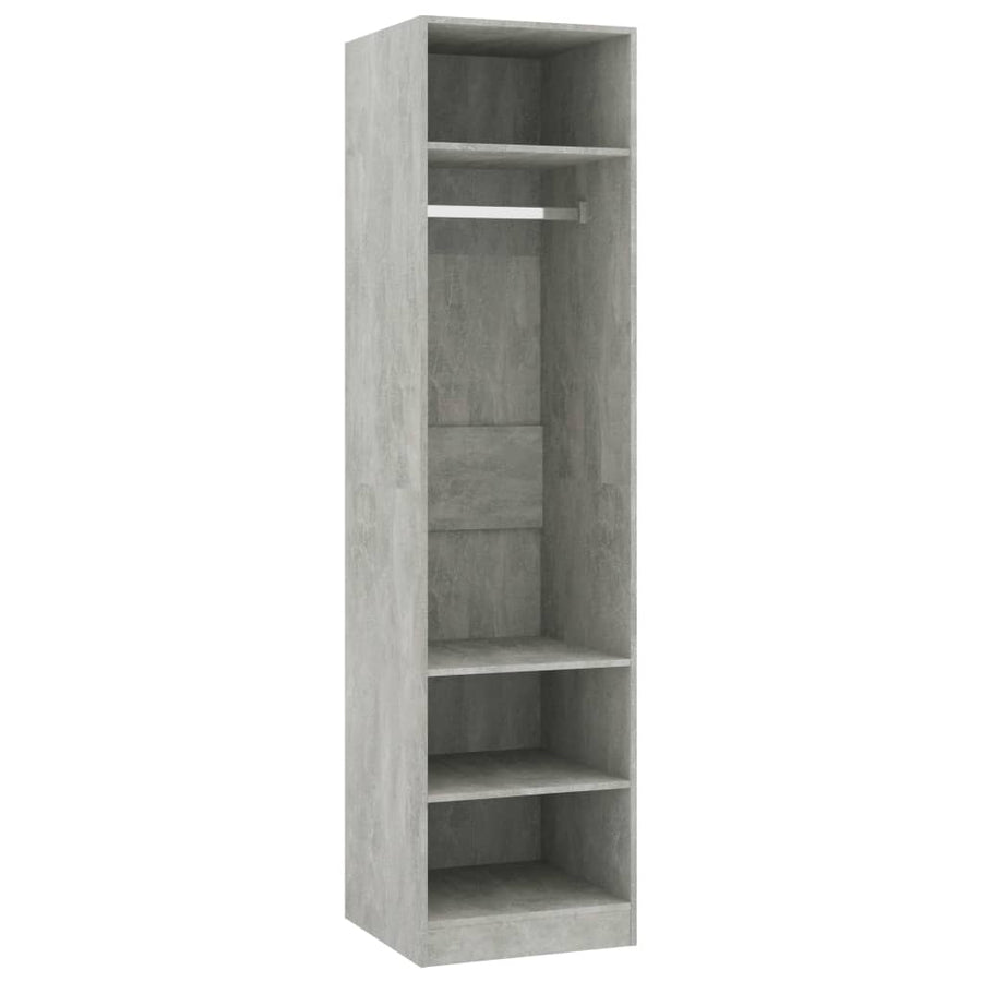 Kledingkast Bewerkt Hout Betongrijs 3 schappen 50 x 50 x 200 cm