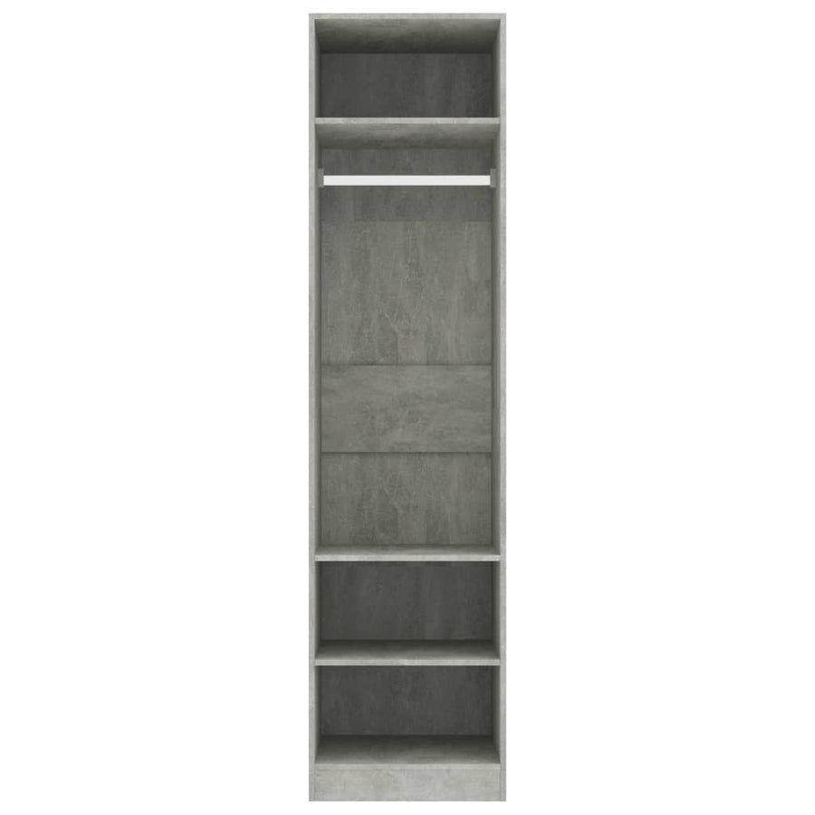 Kledingkast Bewerkt Hout Betongrijs 3 schappen 50 x 50 x 200 cm