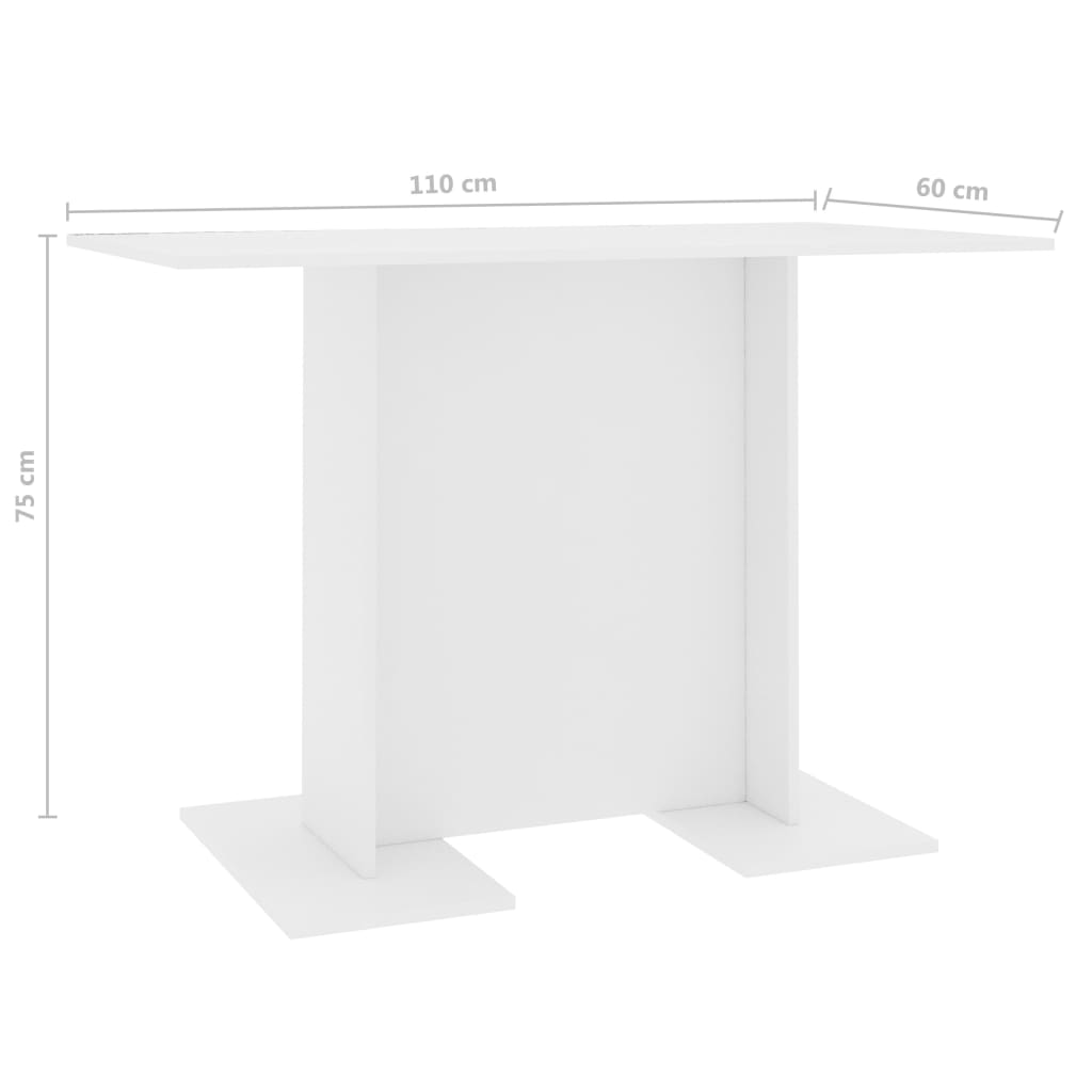 Eettafel 110X60X75 Cm Bewerkt Hout Wit