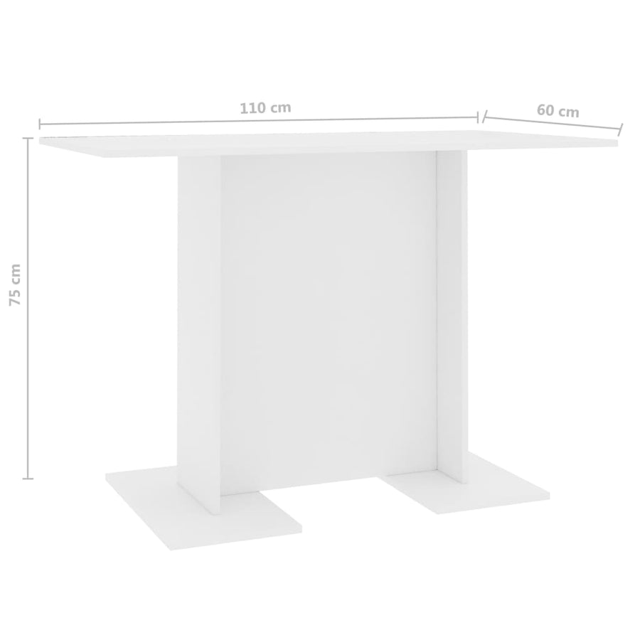 Eettafel 110X60X75 Cm Bewerkt Hout Wit