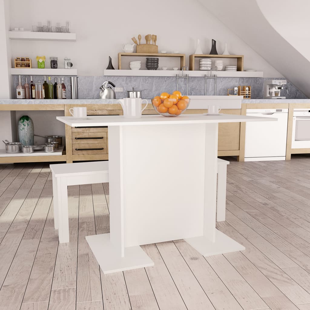 Eettafel 110X60X75 Cm Bewerkt Hout Wit