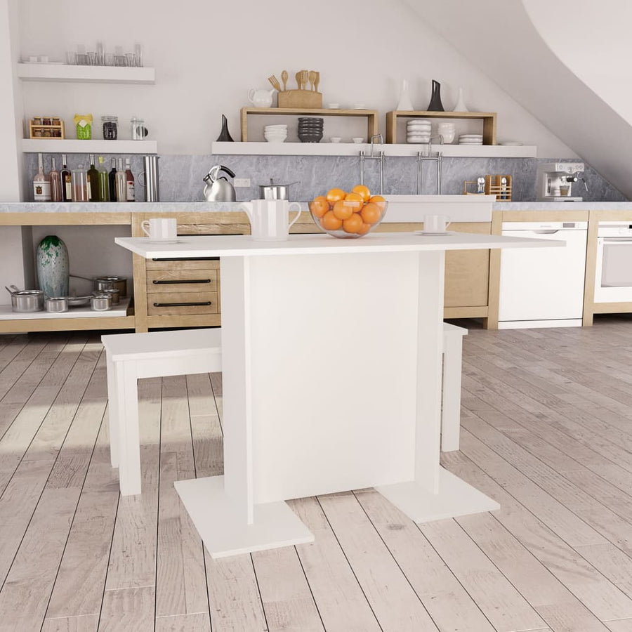Eettafel 110X60X75 Cm Bewerkt Hout Wit