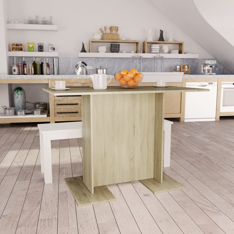 Eettafel 110X60X75 Cm Bewerkt Hout Sonoma Eikenkleurig