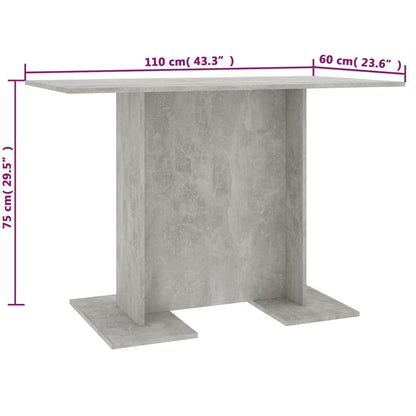 Eettafel 110X60X75 Cm Bewerkt Hout Betongrijs