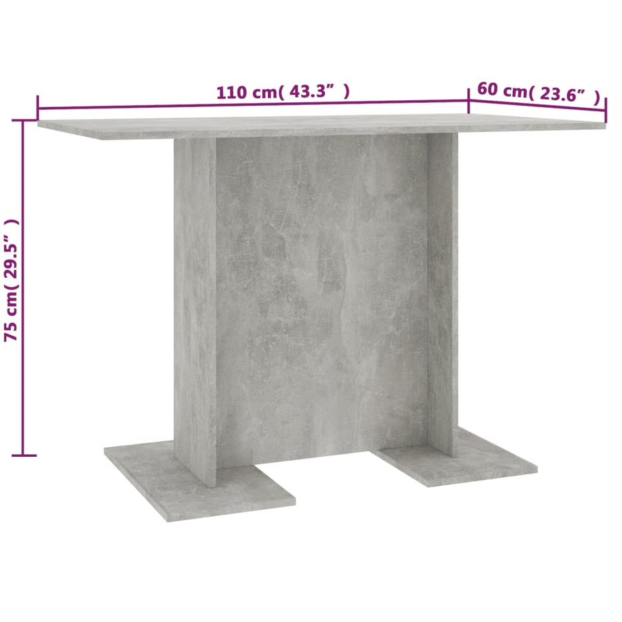 Eettafel 110X60X75 Cm Bewerkt Hout Betongrijs