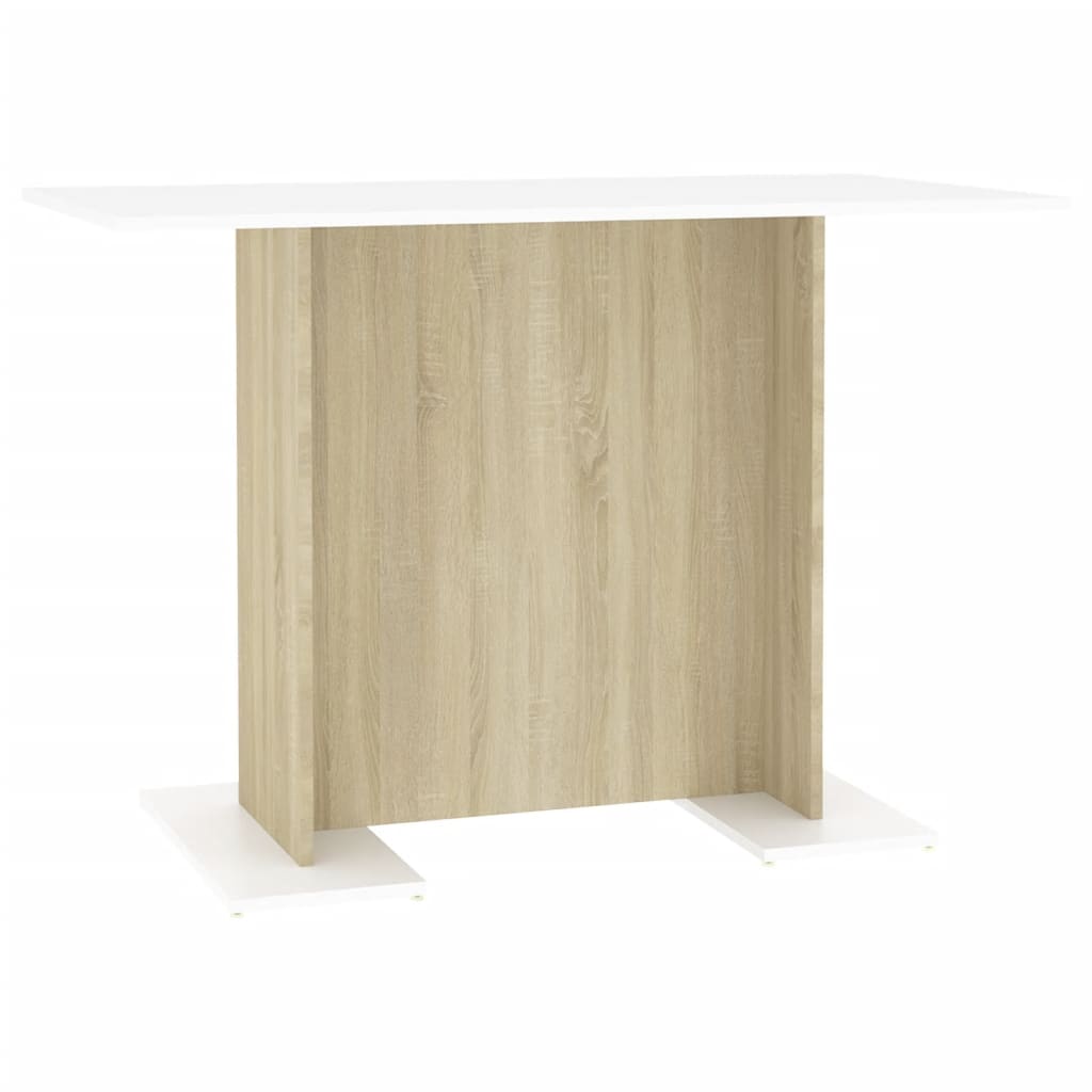 Eettafel 110x60x75 cm bewerkt hout wit en sonoma eikenkleurig