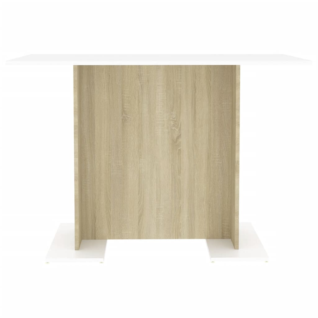 Eettafel 110x60x75 cm bewerkt hout wit en sonoma eikenkleurig